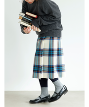 毛混ヘリンボーン柄ソックス