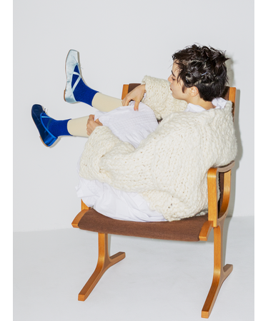 毛混ヘリンボーン柄ソックス