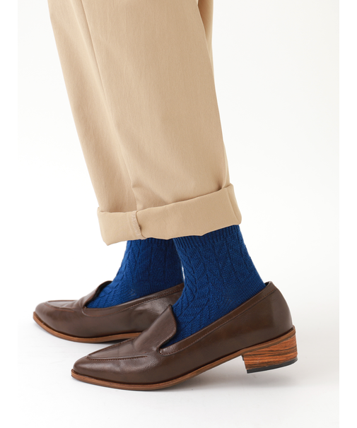 毛混ヘリンボーン柄ソックス