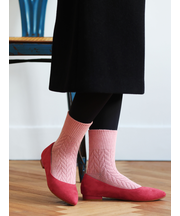 毛混ヘリンボーン柄ソックス