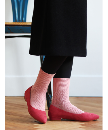 毛混ヘリンボーン柄ソックス