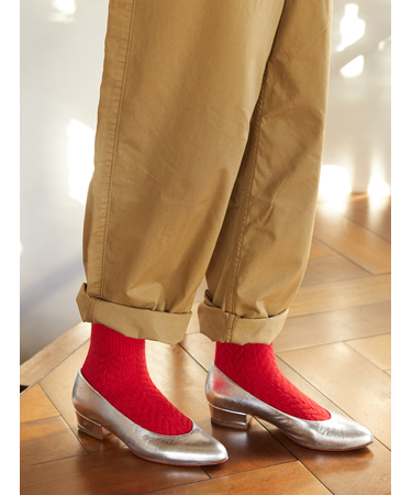 毛混ヘリンボーン柄ソックス