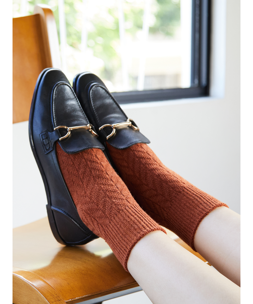 毛混ヘリンボーン柄ソックス