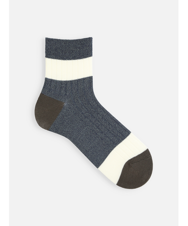 【Tabio MEN】梳毛カラーブロックショートソックス