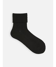 毛混ランダムリブ折り返しショートソックス