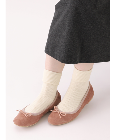 毛混ランダムリブ折り返しショートソックス