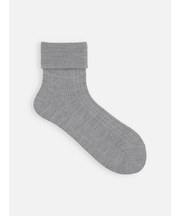 毛混ランダムリブ折り返しショートソックス