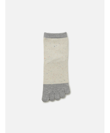 【定番】綿カラーネップ切替五本指ショートソックス