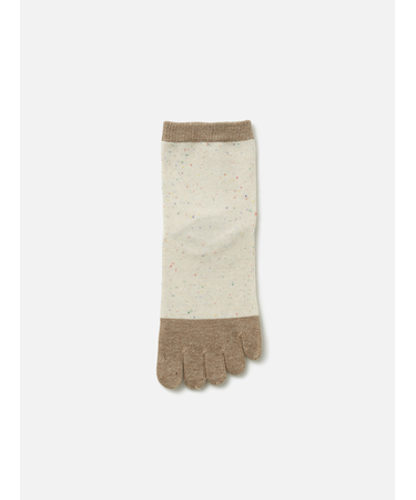 【定番】綿カラーネップ切替五本指ショートソックス