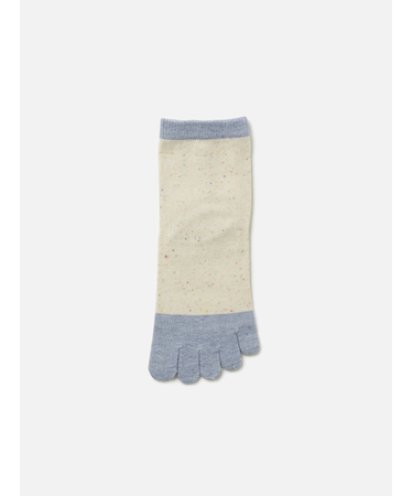 【定番】綿カラーネップ切替五本指ショートソックス