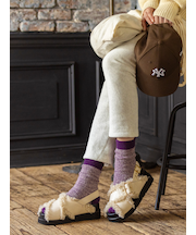 毛混引き揃えメッシュソックス