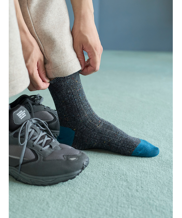 【Tabio MEN】 WOOLネップ２面切替ショートソックス