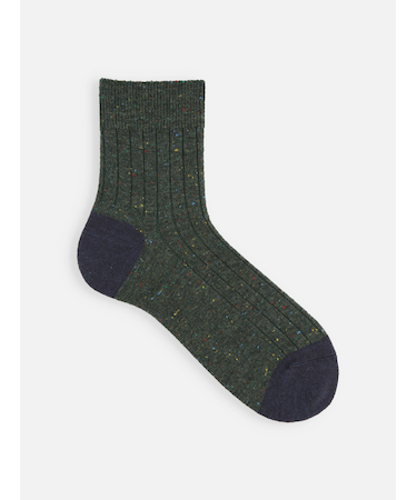 【Tabio MEN】 WOOLネップ２面切替ショートソックス
