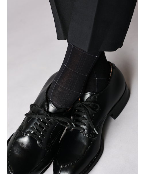 【Tabio MEN】連続シルケット加工/チェックレギュラー丈ソックス
