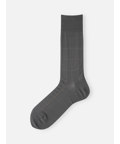 【Tabio MEN】連続シルケット加工/チェックレギュラー丈ソックス