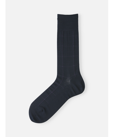 【Tabio MEN】連続シルケット加工/チェックレギュラー丈ソックス