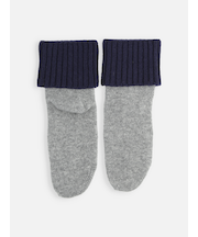 【温脚Labo】ベッドソックス無地折り返しソックス