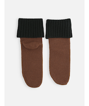 【温脚Labo】ベッドソックス無地折り返しソックス