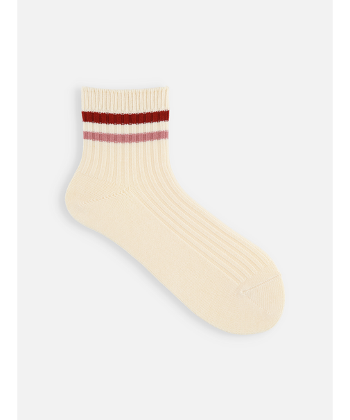 リブ2本ラインショートソックス