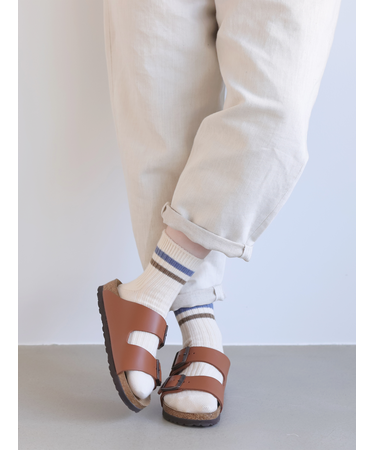 リブ2本ラインショートソックス