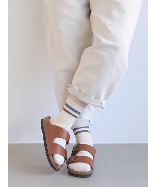 リブ2本ラインショートソックス