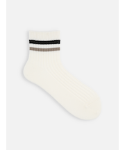 リブ2本ラインショートソックス