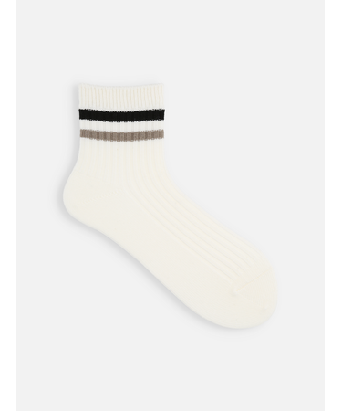 リブ2本ラインショートソックス