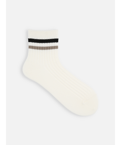 リブ2本ラインショートソックス