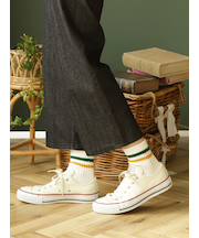 リブ2本ラインショートソックス