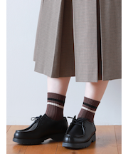 リブ2本ラインショートソックス