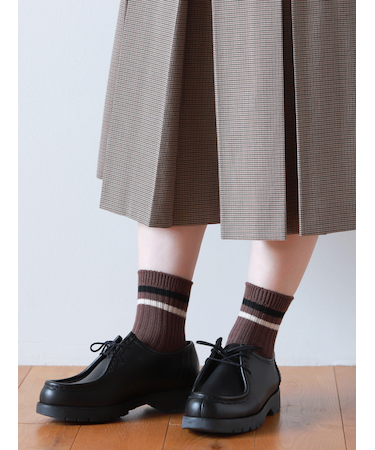 リブ2本ラインショートソックス