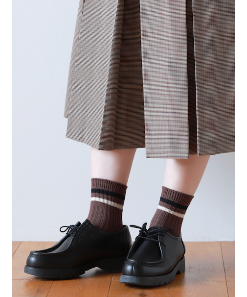 リブ2本ラインショートソックス