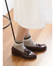リブ2本ラインショートソックス