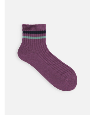 リブ2本ラインショートソックス