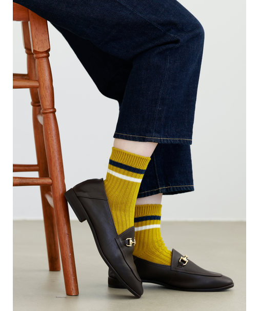 リブ2本ラインショートソックス