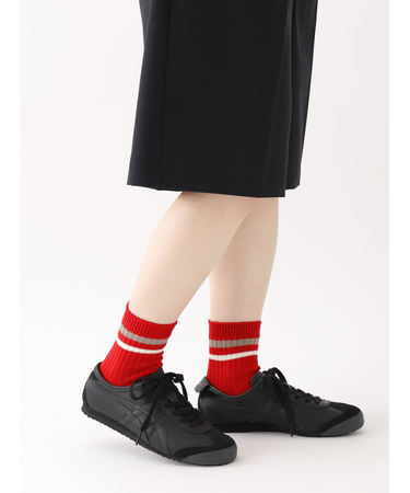 リブ2本ラインショートソックス