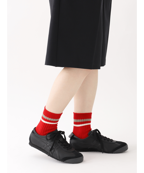 リブ2本ラインショートソックス