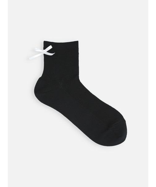 サテンリボンリブショートソックス