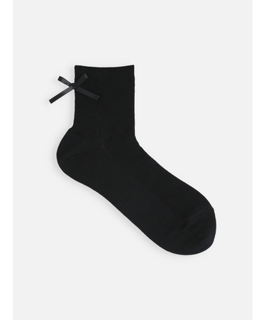 サテンリボンリブショートソックス