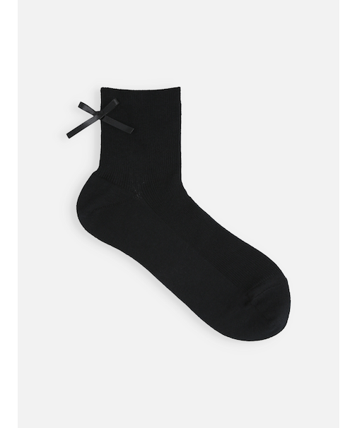 サテンリボンリブショートソックス