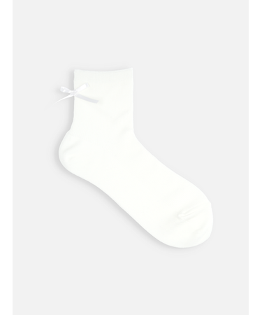 サテンリボンリブショートソックス