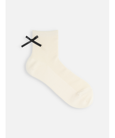 サテンリボンリブショートソックス