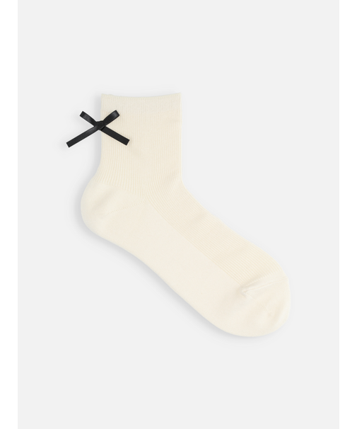 サテンリボンリブショートソックス