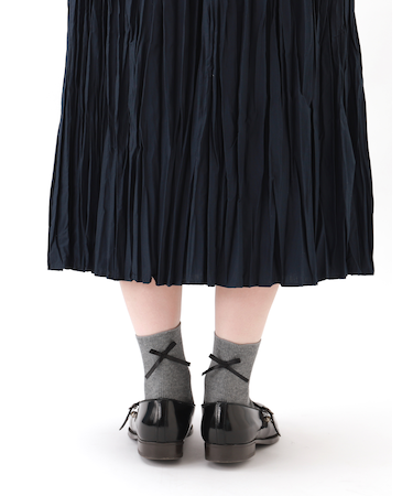 サテンリボンリブショートソックス