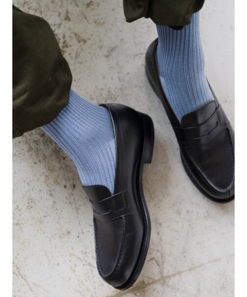 【Tabio MEN】定番/綿混2×2リブレギュラーソックス