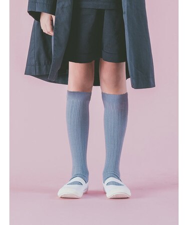 キッズ 表糸コットン100％で毛玉が出来にくい:リブハイソックス16～18cm【カスタム刺繍対応】