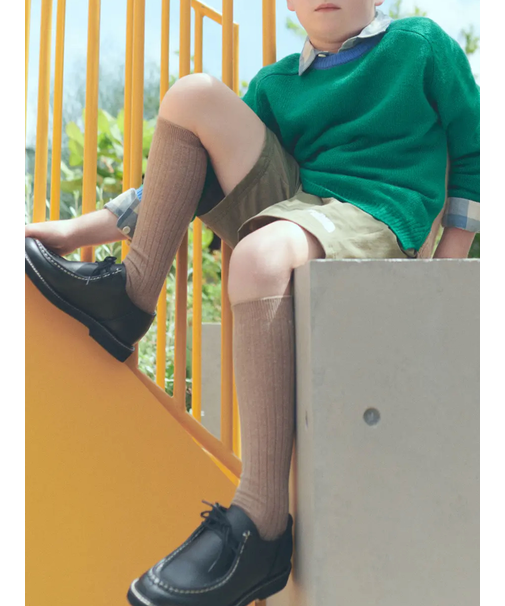 キッズ 表糸コットン100％で毛玉が出来にくい:リブハイソックス19～21cm【カスタム刺繍対応】