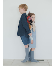 キッズ 表糸コットン100％で毛玉が出来にくい:リブハイソックス19～21cm【カスタム刺繍対応】