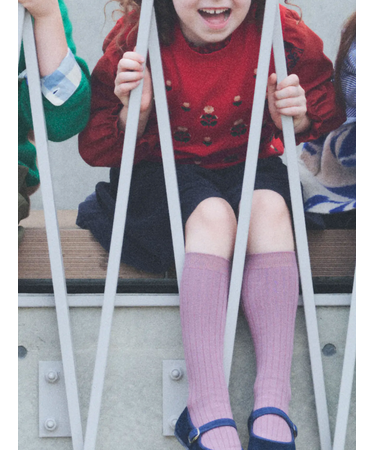 キッズ 表糸コットン100％で毛玉が出来にくい:リブハイソックス19～21cm【カスタム刺繍対応】