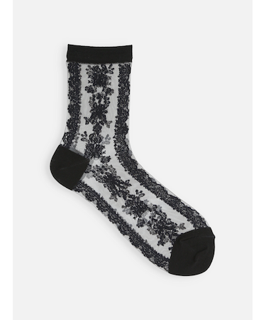 シースルー縦レースショートソックス